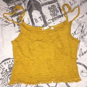 Ruffled Gold crop top .